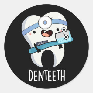 Adesivo Redondo Denteeth Engraçados Dentes Engraçados Pun Escuro B