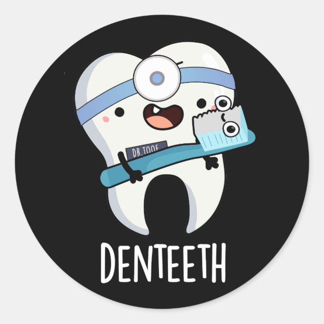 Adesivo Redondo Denteeth Engraçados Dentes Engraçados Pun Escuro B (Frente)