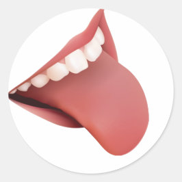 ADESIVO REDONDO DENTES BRANCOS DE LÍNGUA VERMELHA