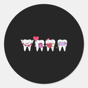 Adesivo Redondo Dentes Corações Corajosos Namorados Denti Higienis