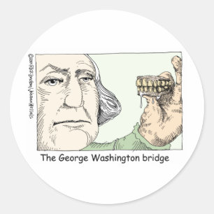 Adesivo Redondo Dentes de George Washington Presentes Engraçados e
