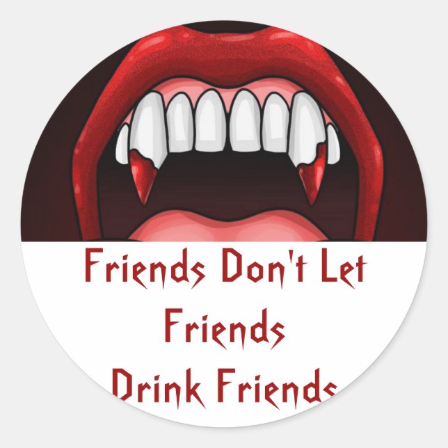 Adesivo Redondo Dentes de Halloween de Vampiro (Frente)