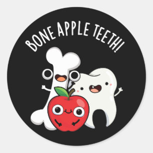 Adesivo Redondo Dentes de Maçã Óssea Bona Appetit Piada Divertida 