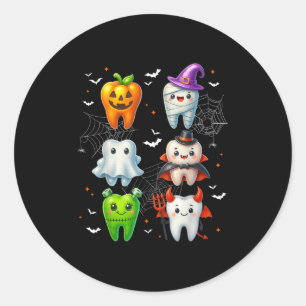 Adesivo Redondo Dentes Dentista de Halloween Costumes W