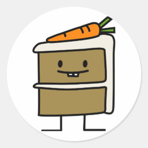 Adesivo Redondo Dentes do coelho da fatia do bolo de cenoura que