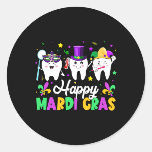 Adesivo Redondo Dentes Engraçados Feliz Mardi Gras Dentista Dental