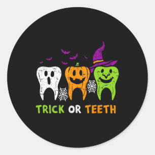 Adesivo Redondo Dentilação De Halloween De Esquadrão Dental Engraç
