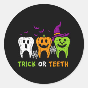 Adesivo Redondo Dentilação De Halloween De Esquadrão Dental Engraç