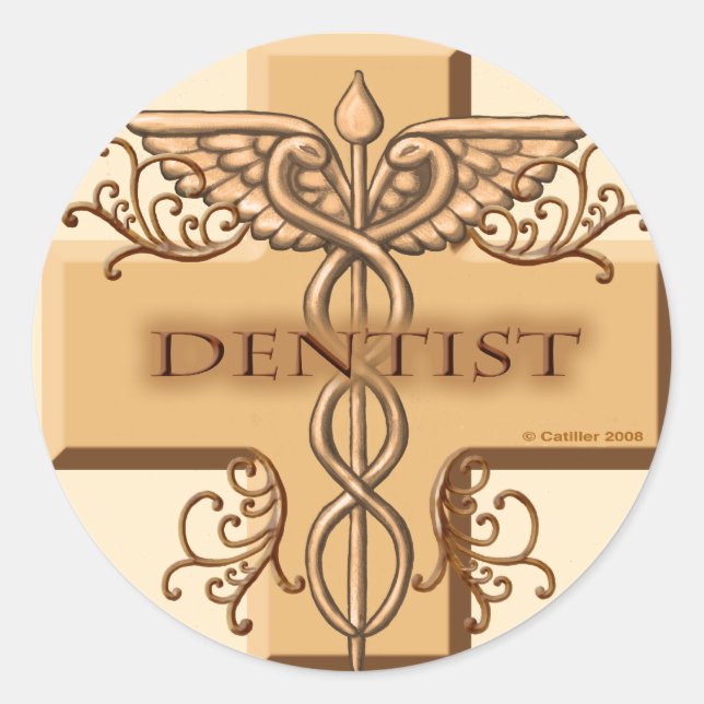 Adesivo Redondo Dentist Cross Caduceus (Frente)
