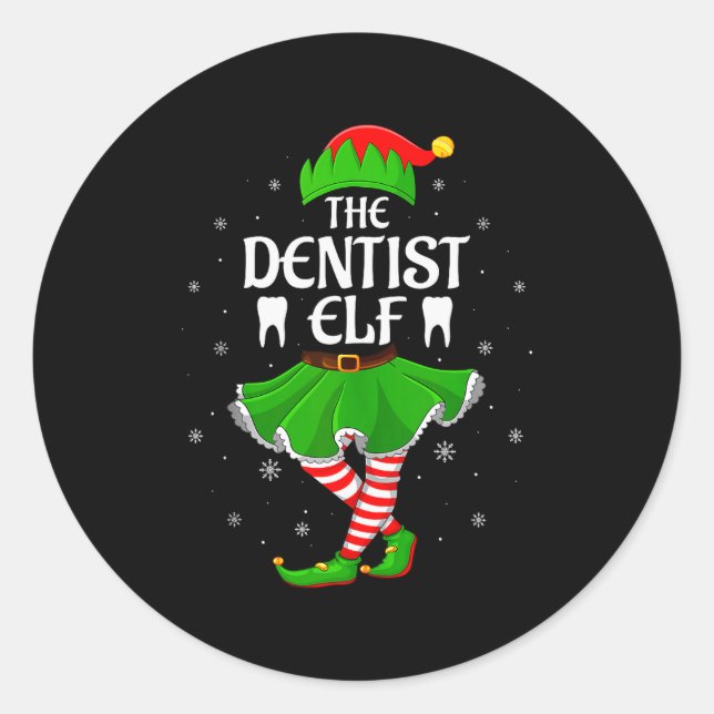 Adesivo Redondo Dentist Elf Christmas Family Girls Women Elf Squad (Frente)