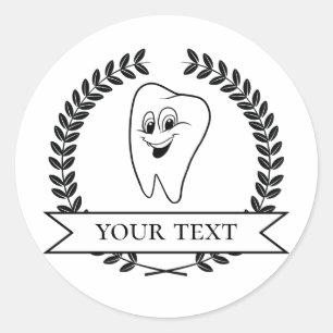 Adesivo Redondo Dentist Tooth Certificate Sticker para Doentes