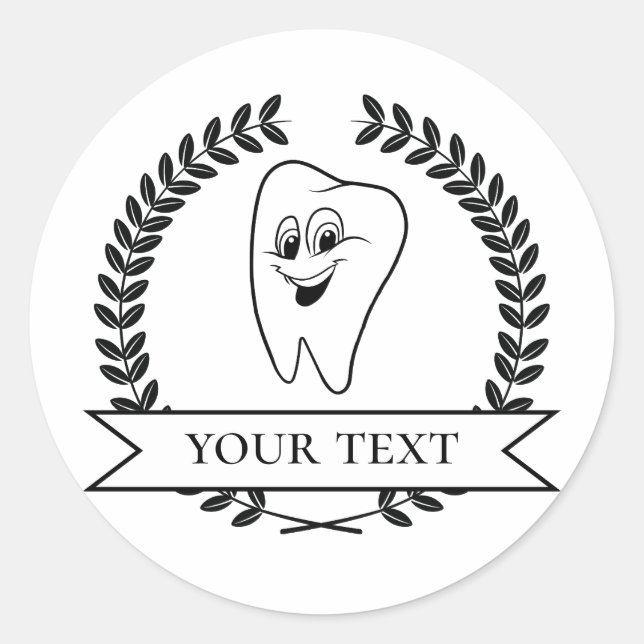 Adesivo Redondo Dentist Tooth Certificate Sticker para Doentes (Frente)