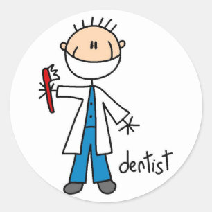 Adesivo Redondo Dentista Boneco de Palito