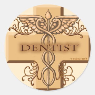 Adesivo Redondo Dentista Caduceus