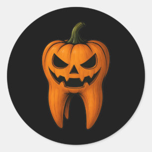 Adesivo Redondo Dentista de Dia das Bruxas Assustadora dos Pumpkin