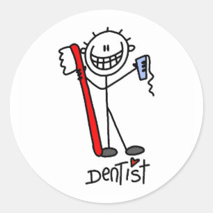 Adesivo Redondo Dentista de Figura de Pau