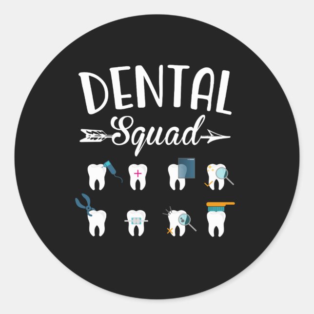 Adesivo Redondo Dentista Dental Squad Estudante (Frente)
