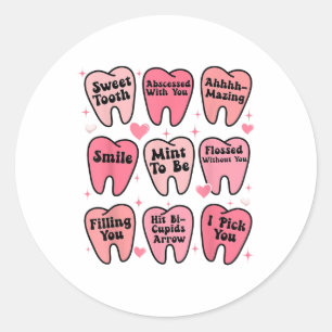 Adesivo Redondo Dentista dentária do Namorados feliz Engraçado