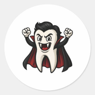 Adesivo Redondo Dentista dentário engraçado do Dia das Bruxas