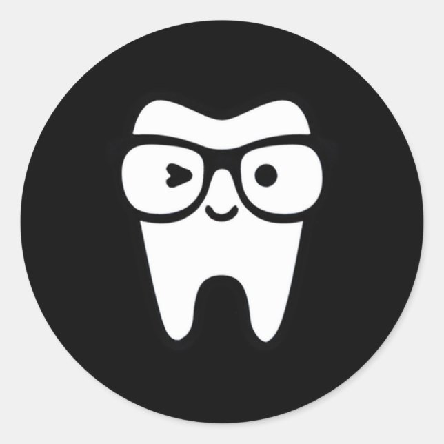 Adesivo Redondo Dentista Dentista Dente Dentária Adormecente (Frente)