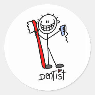Adesivo Redondo Dentista Figura de Palito Básica