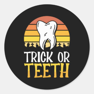 Adesivo Redondo Dentista Halloween Trick Ou Tratar Dental Assistan