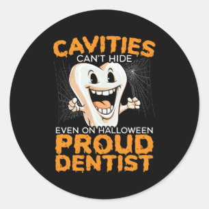Adesivo Redondo Dentista Halloween Trick Ou Tratar Dentista Dental