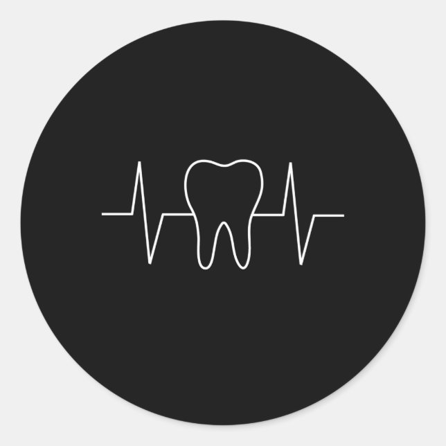 Adesivo Redondo Dentista Hebeat Ekg Higienista Dental Dente Molar (Frente)