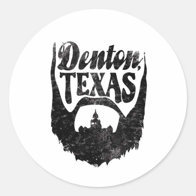 Adesivo Redondo Denton, TX Beard Sticker (Frente)