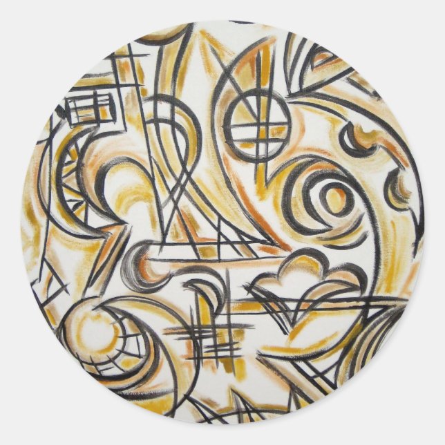 Adesivo Redondo Dentro do Labirinto - Pintada a Mão de Arte Modern (Frente)