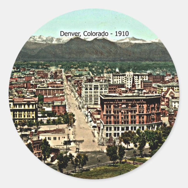 Adesivo Redondo Denver, Colorado - 1910, fotografia cênica (Frente)