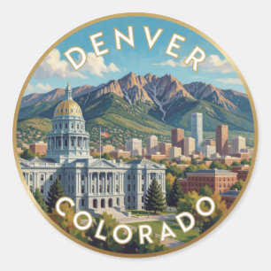 Adesivo Redondo Denver Colorado Capitólio Montanha 🏔