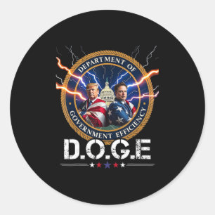Adesivo Redondo Departamento De Eficiência Governamental Doge Trum