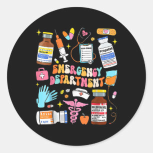 Adesivo Redondo Departamento De Emergência Sala Er Rn Enfermeira E