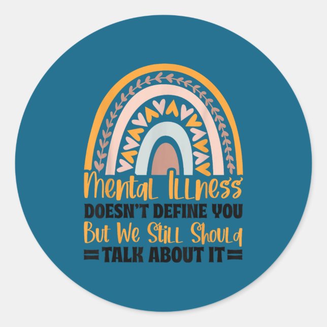 Adesivo Redondo Depression Mental Illness Mental Health Awareness  (Frente)