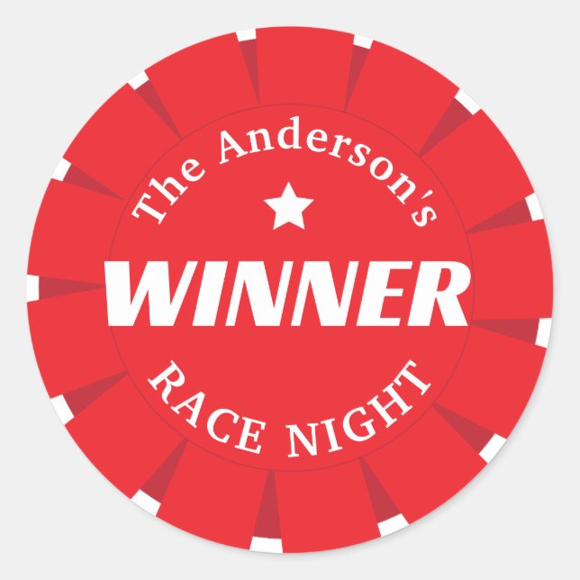 Adesivo Redondo Derby Day First Place Winner Equestrian Rosette (Frente)