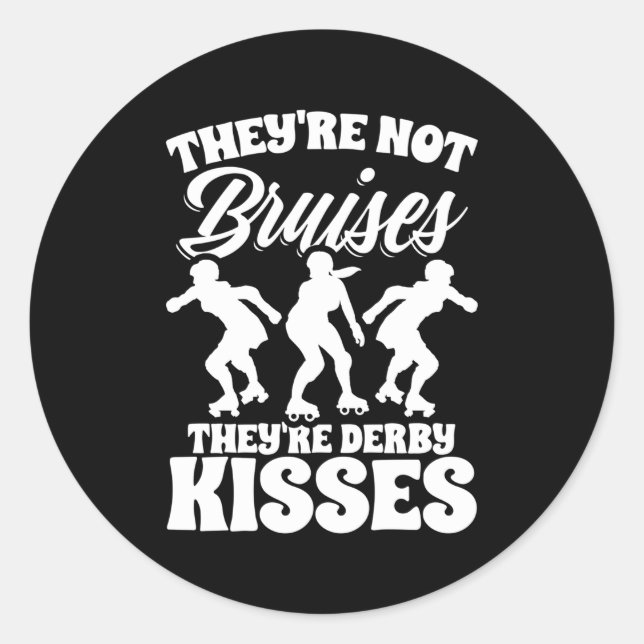 Adesivo Redondo Derby Kisses Roller Derby Skater Skates Roller Ska (Frente)