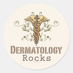 Adesivo Redondo Dermatology Rocks Caduceus Stickers