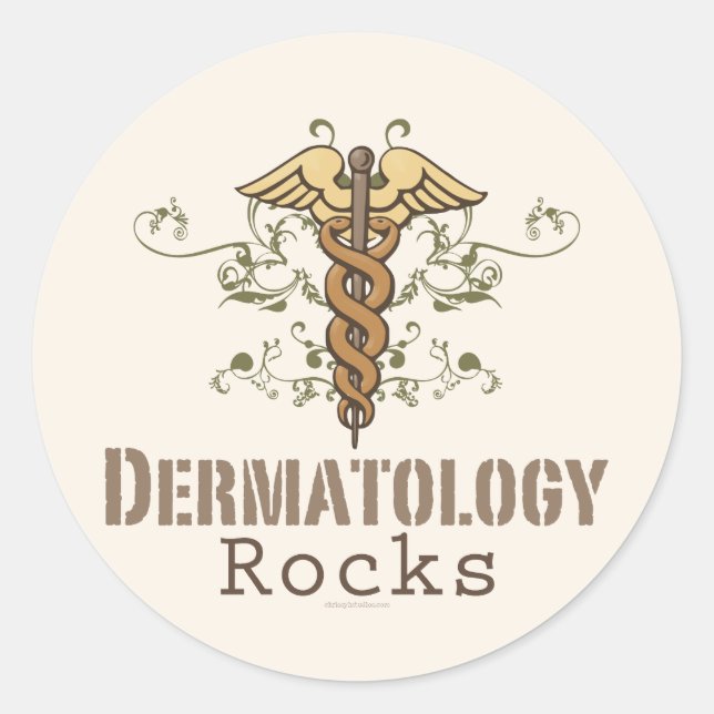 Adesivo Redondo Dermatology Rocks Caduceus Stickers (Frente)