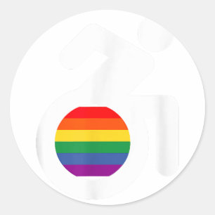 Adesivo Redondo Desativado e cadeira de rodas Gay LGBT