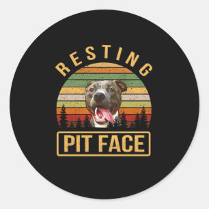 Adesivo Redondo Descansar face Pitbull