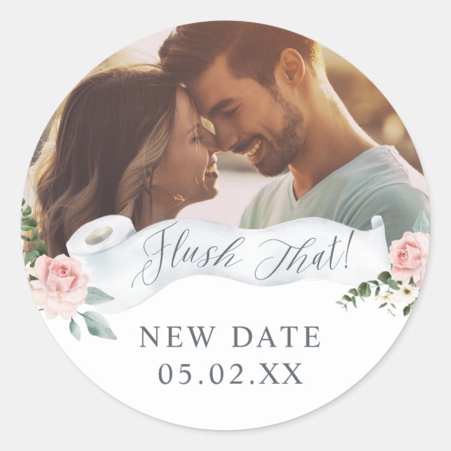 Adesivo Redondo Descarregue Essa Nova Folha De Papel De Banheiro F (Frente)