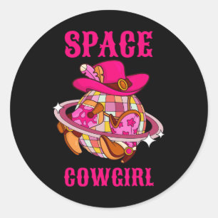 Adesivo Redondo Desco Ball Space Cowgirl Western Retro Pink Cowhid