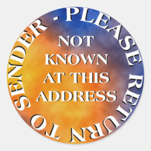 Adesivo Redondo Desconhecido neste Endereço