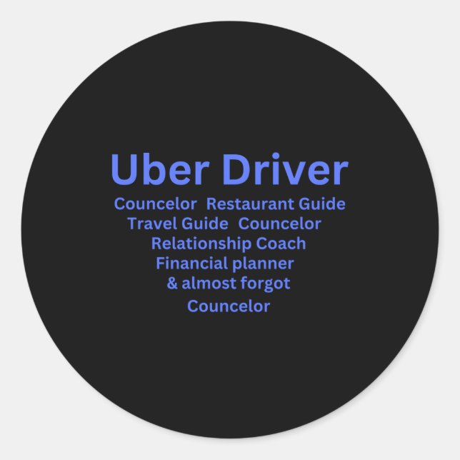 Adesivo Redondo Descrição do Trabalho do Driver do Uber (Frente)