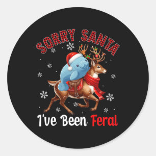 Adesivo Redondo Desculpe-me por ter sido um Papai noel de Natal Fe