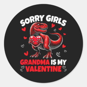 Adesivo Redondo Desculpe Meninas A Vovó É Minha Namorada Dinossaur