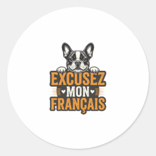 Adesivo Redondo Desculpe Meu Francês Bulldog Francês Vintage