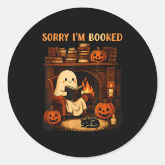 Adesivo Redondo Desculpe, sou Ghost Leading Book Lover School H