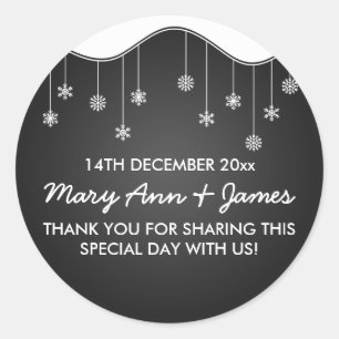 Adesivo Redondo Desdecoração em Floco de Neve Preto com Marca de F